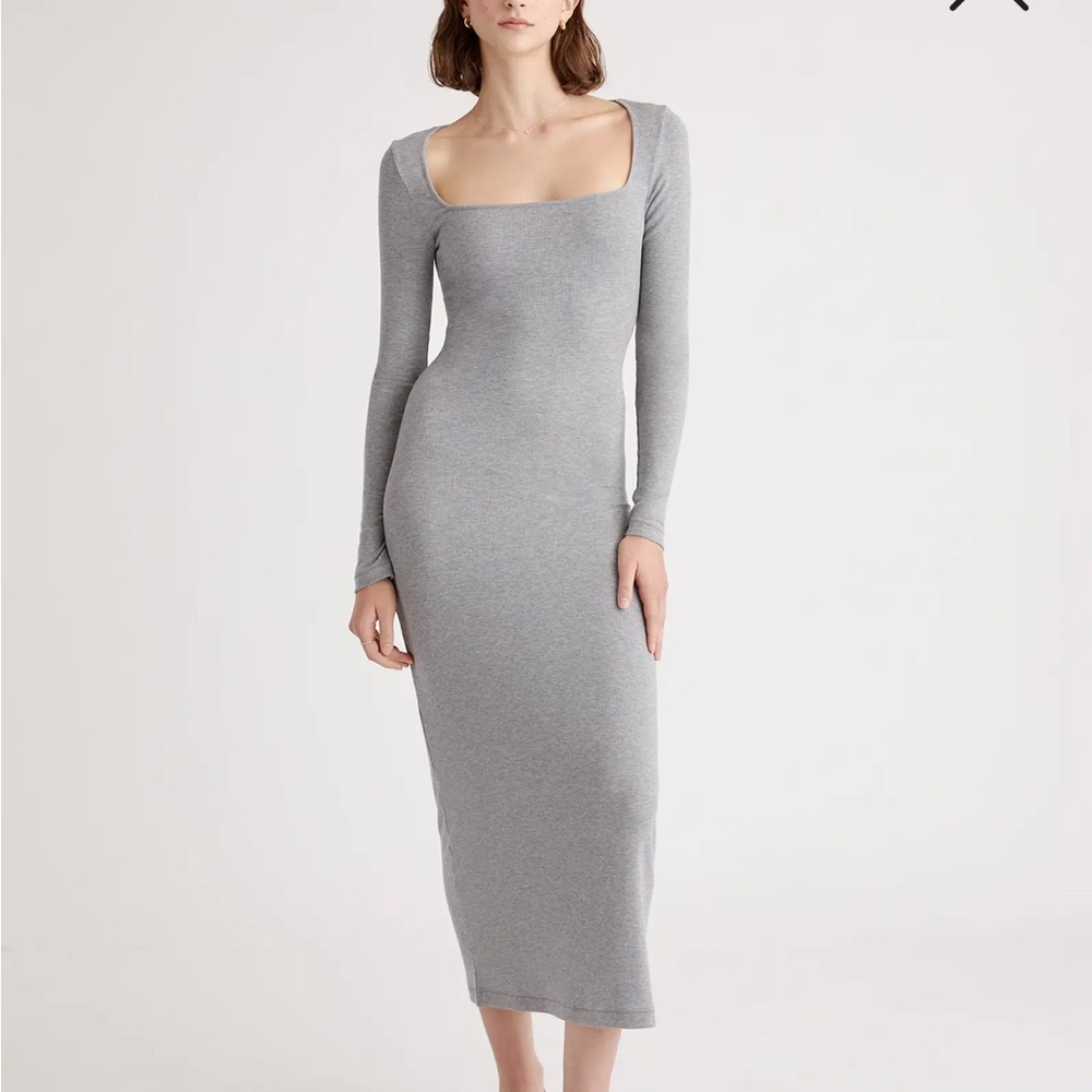 Quince black square neck Long Sleeve Dress - Picture 4 of 5